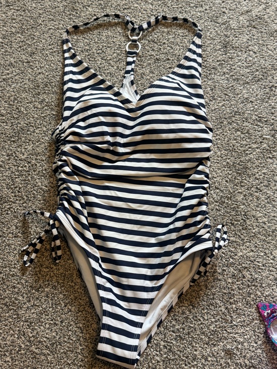 Kona Sol Other - Kona Sol Navy and White Striped One-Piece Swimsuit